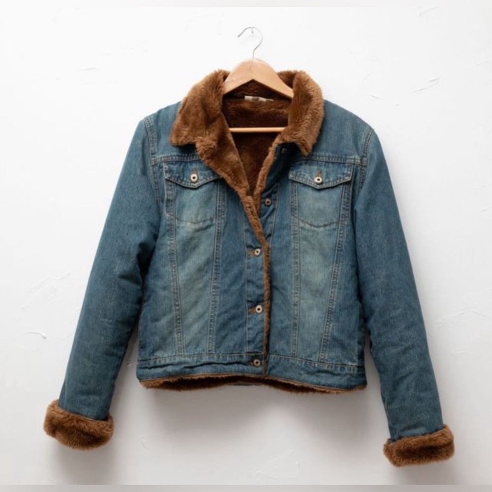 denim jean jacket with sherpa lining